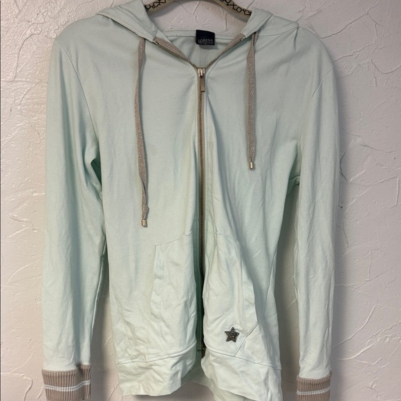 Lorena Antoniazzi Jackets & Blazers - Lorena Antoniazzi Mint Green Hoodie with Zip Closure